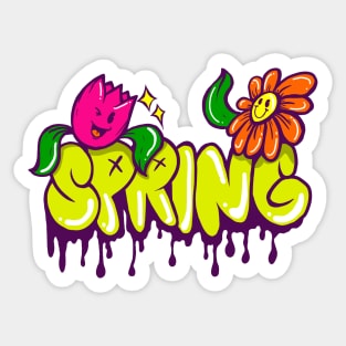 Spring Flowers with graffiti lettering Sticker